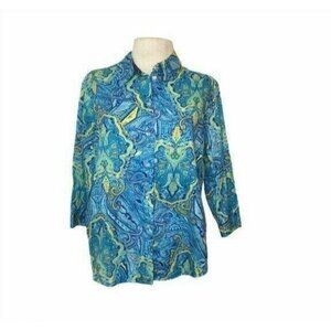 Multi Color Allison Daley Button Front Quarter Length Sleeves Ladies 14P